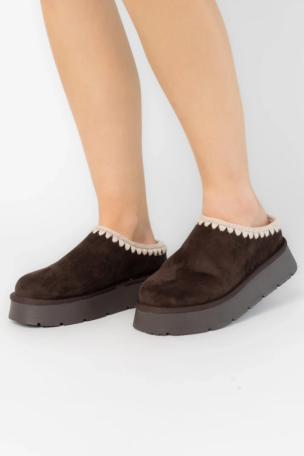Pamela Platform Cozy Mule Slippers | Chocolate