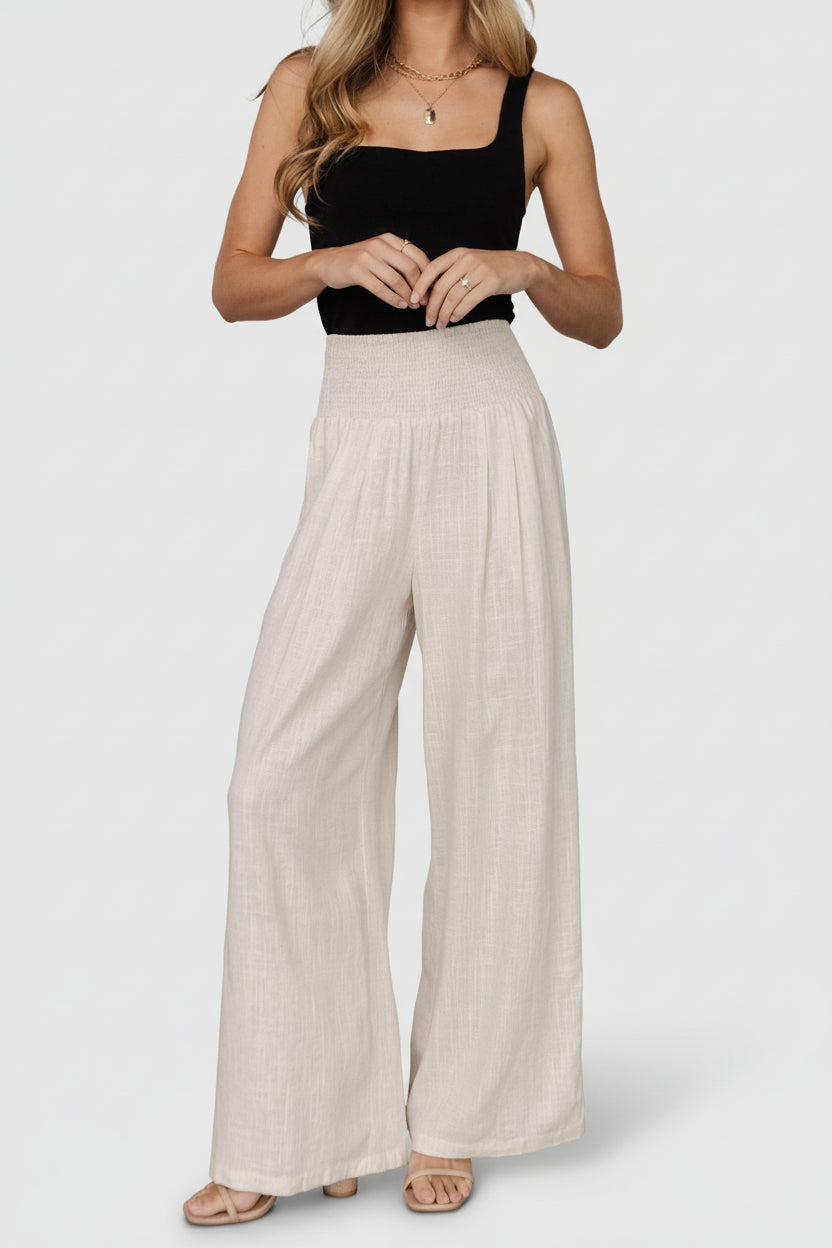 Parvati Smocked Waist Pants | Natural