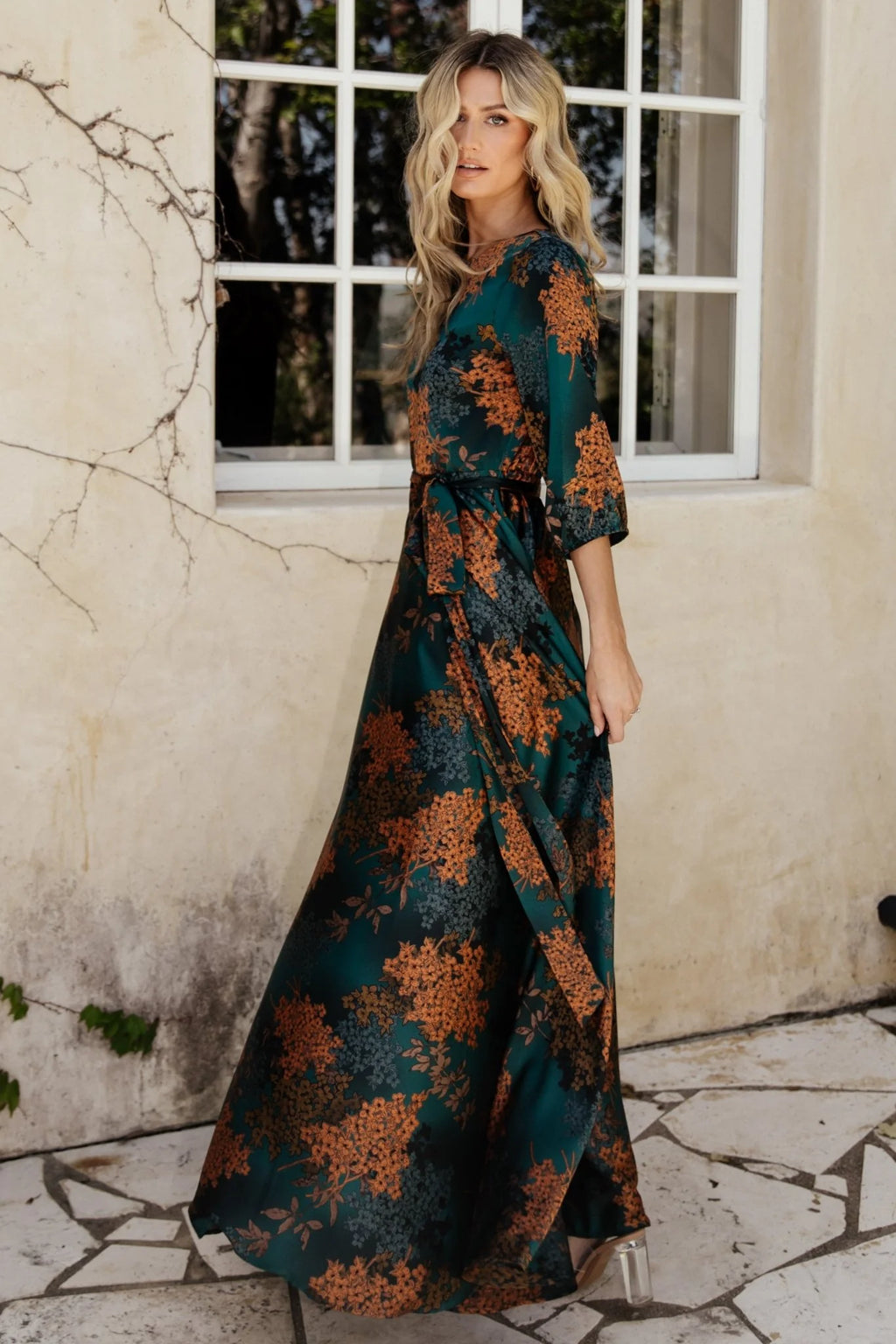 Paula Satin Maxi Dress | Jade Multi