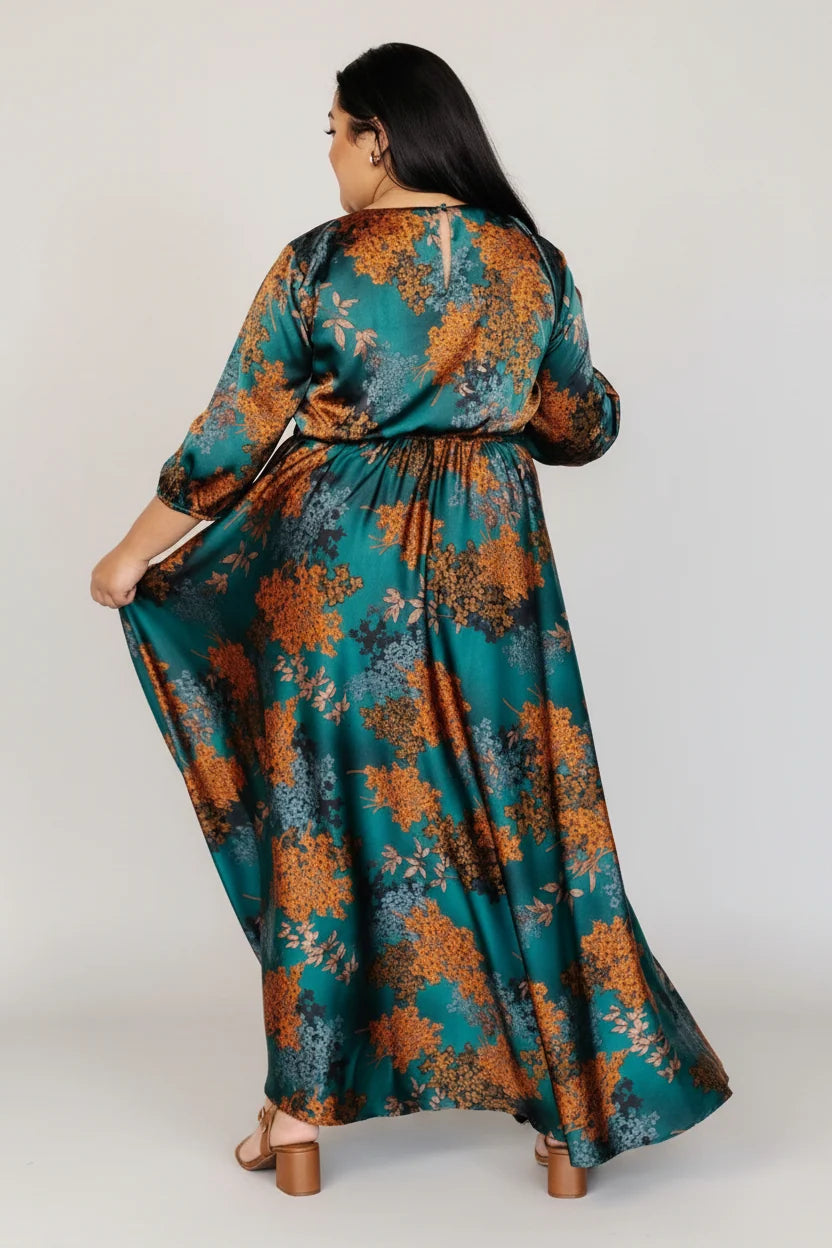 Paula Satin Maxi Dress | Jade Multi
