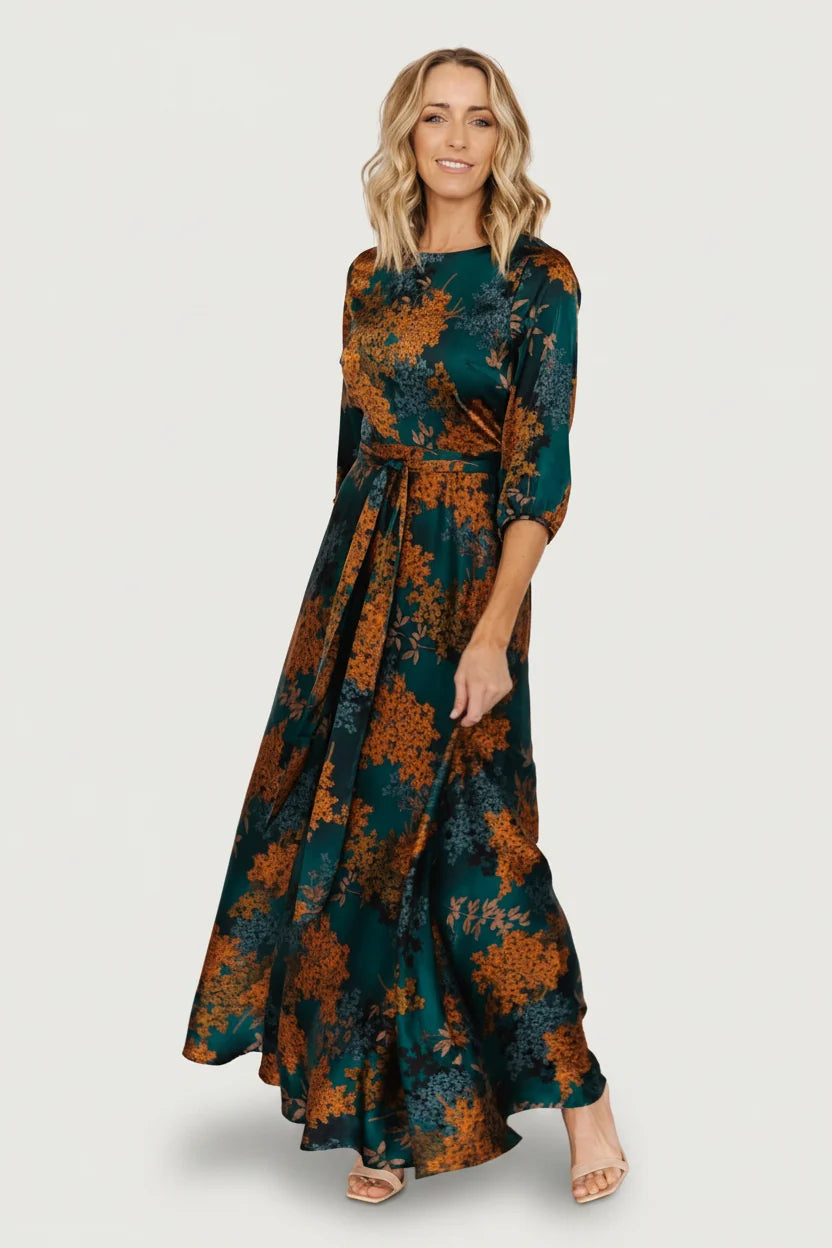 Paula Satin Maxi Dress | Jade Multi Main image