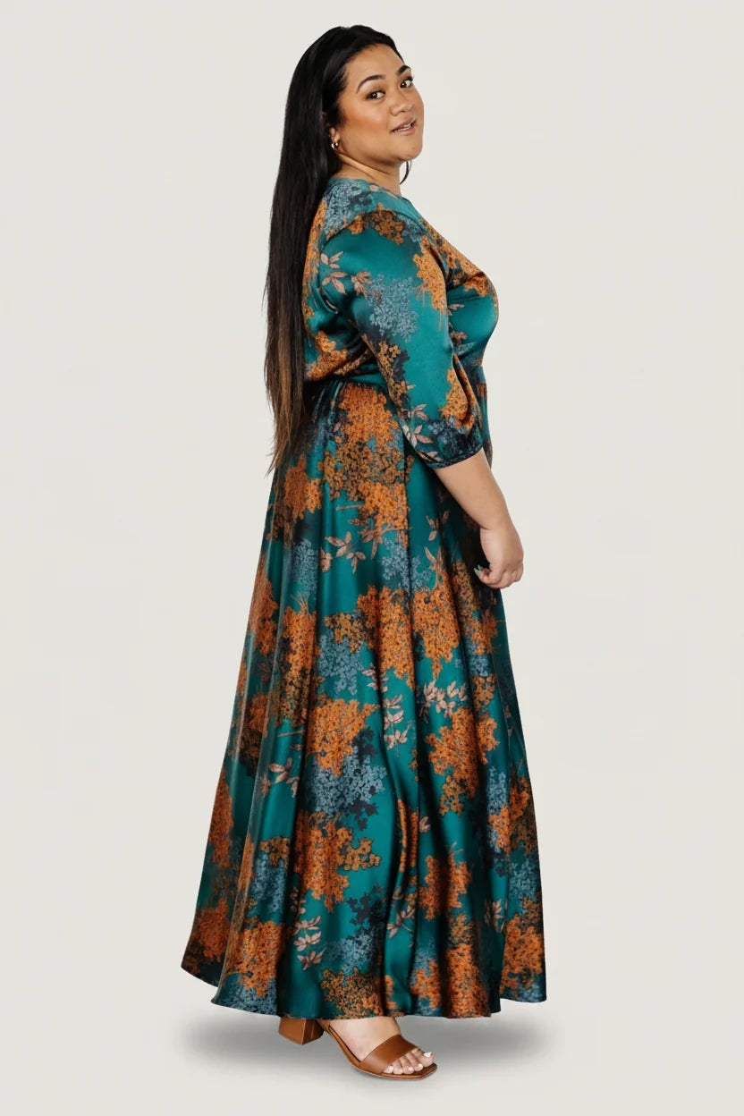 Paula Satin Maxi Dress | Jade Multi