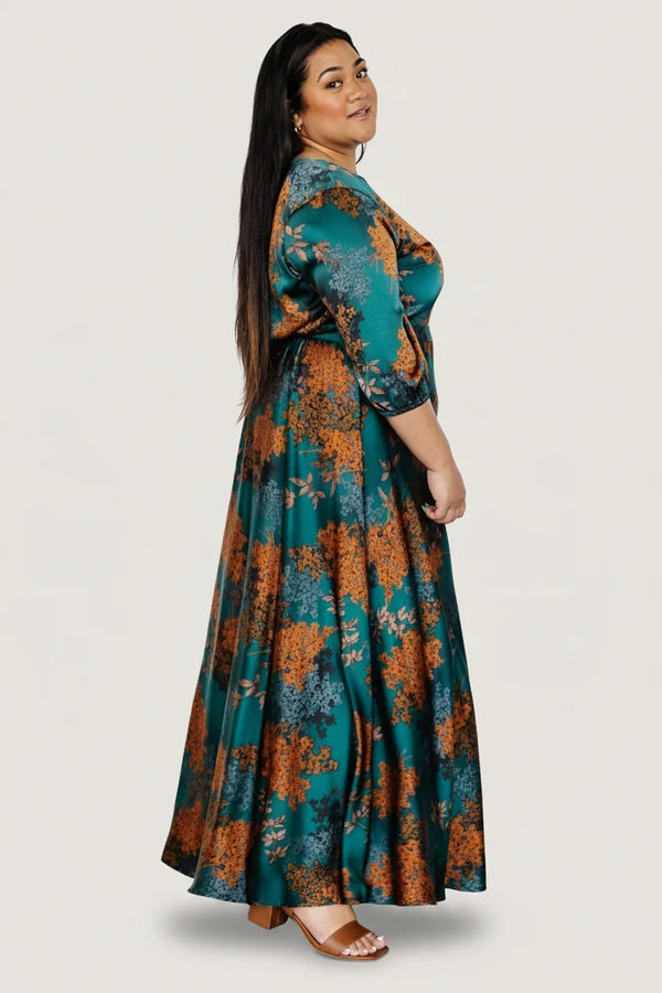 Paula Satin Maxi Dress | Jade Multi