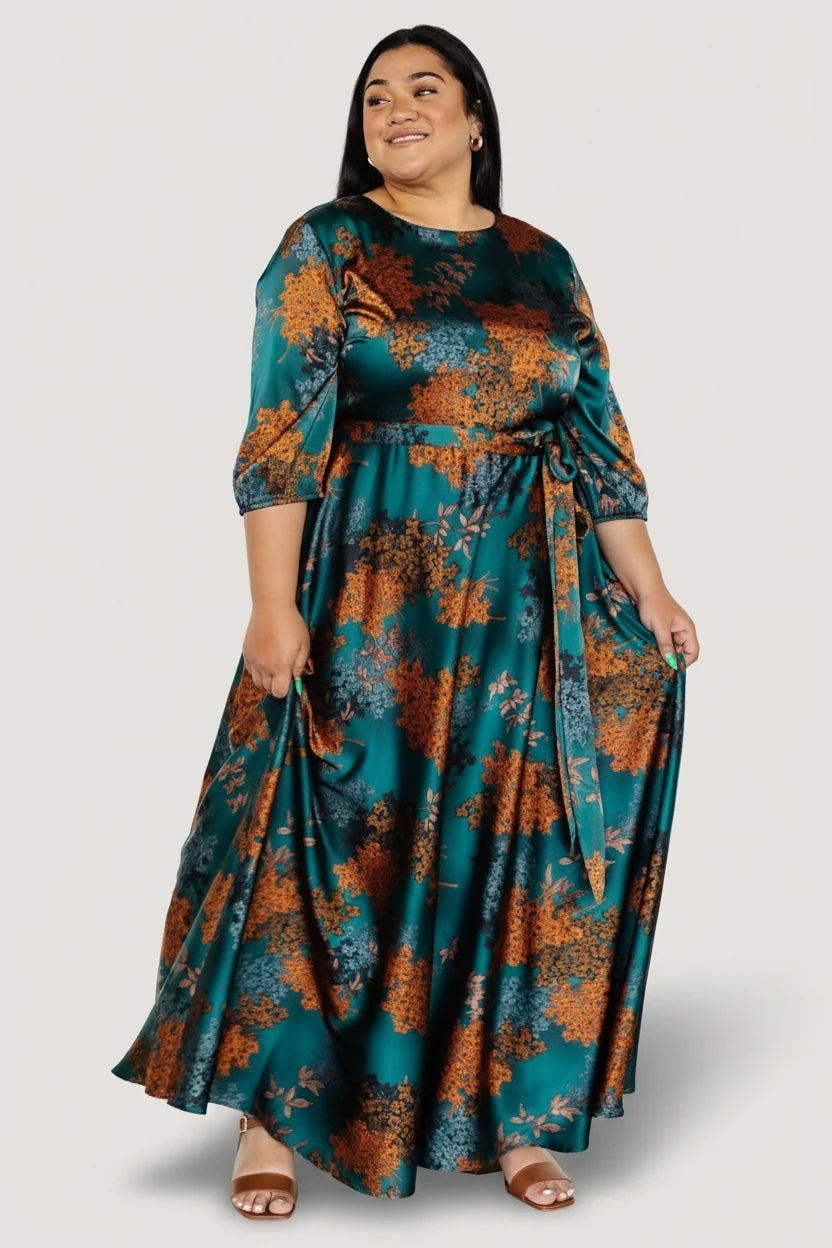Paula Satin Maxi Dress | Jade Multi Secondary image