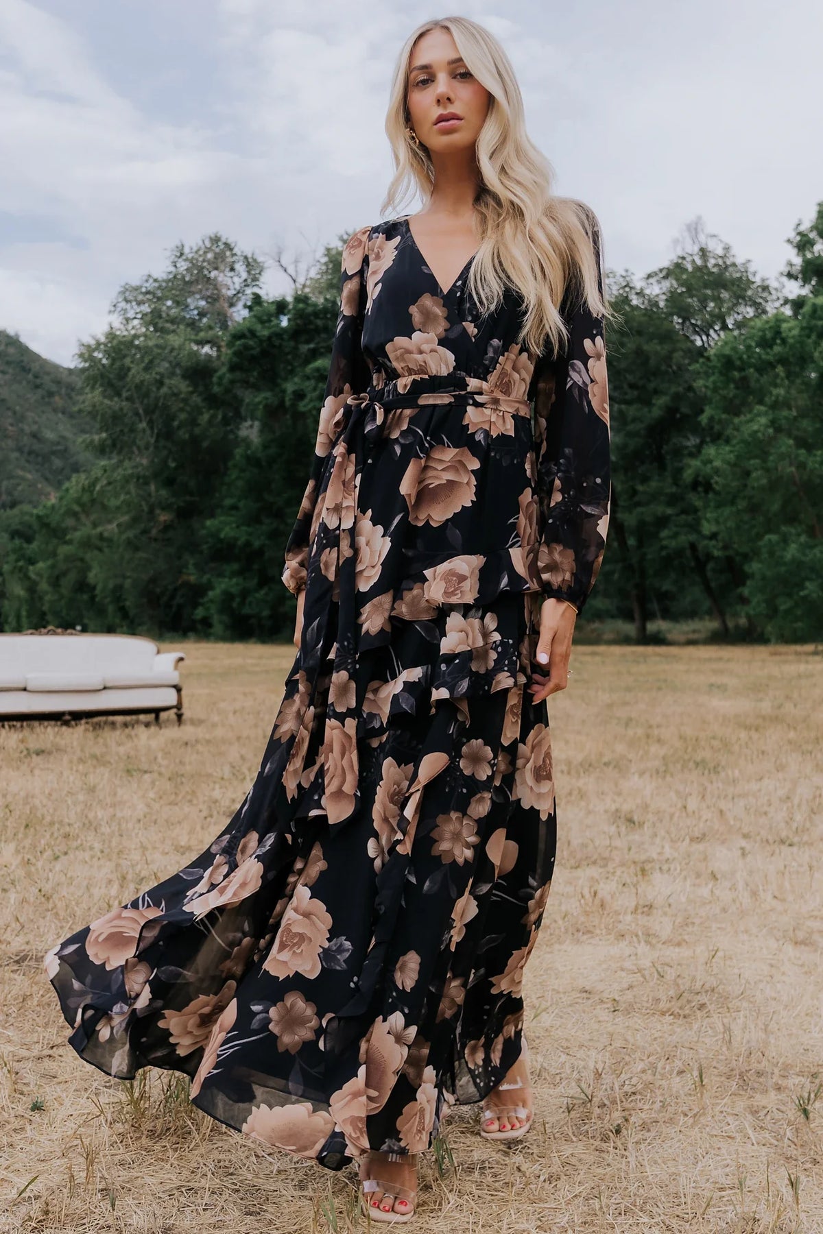 Phaedra Maxi Dress | Black + Taupe Floral Main image