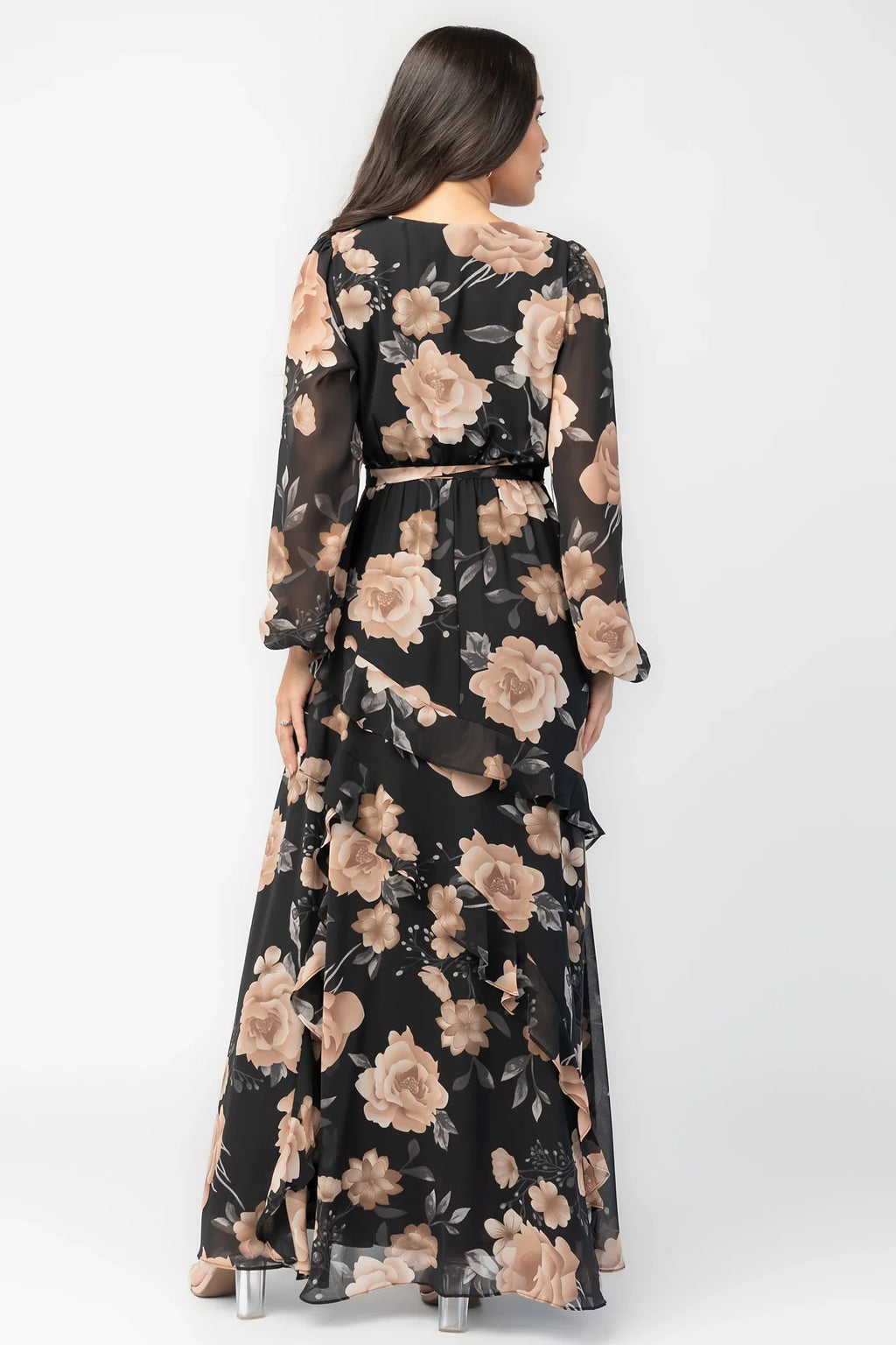 Phaedra Maxi Dress | Black + Taupe Floral