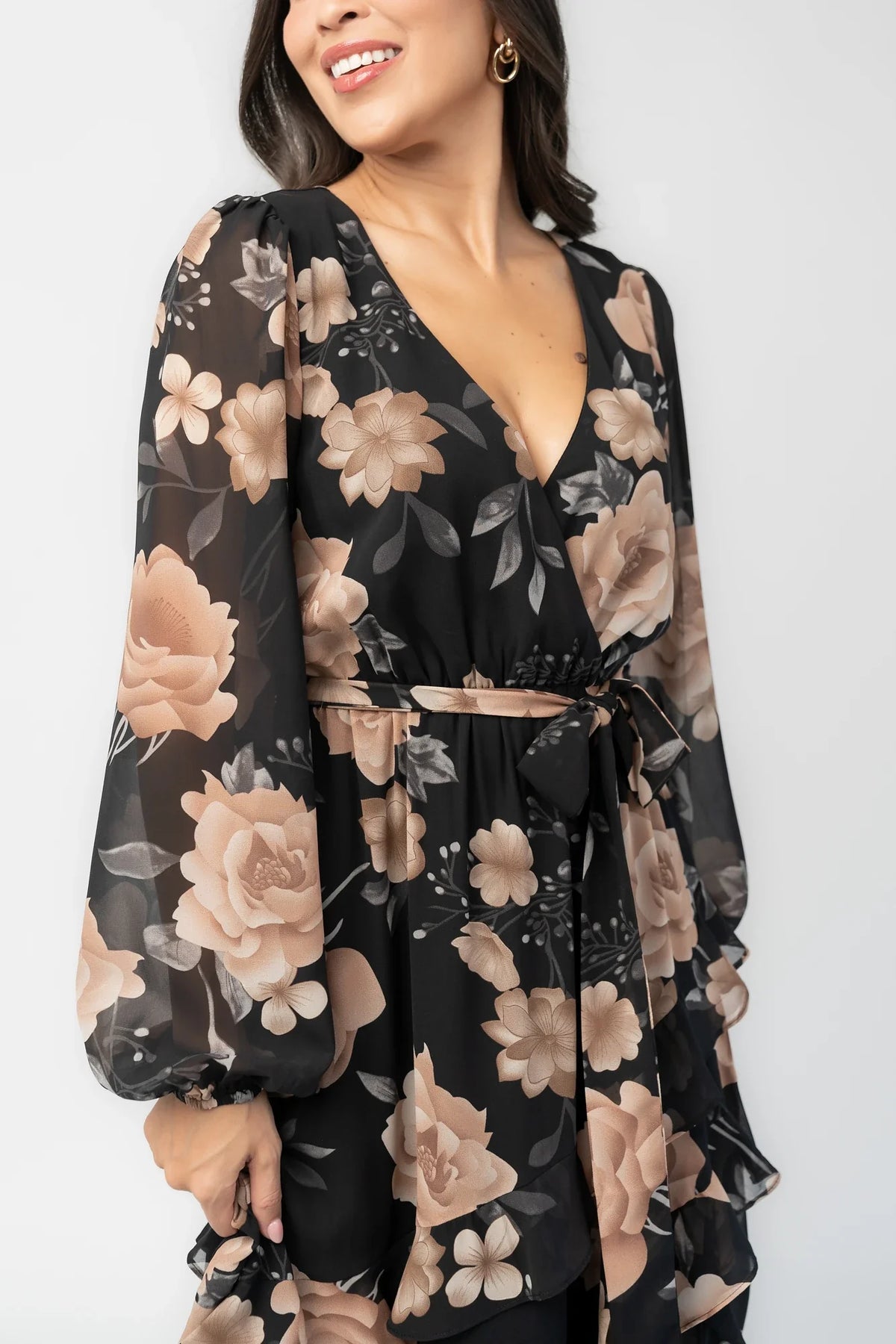 Phaedra Maxi Dress | Black + Taupe Floral
