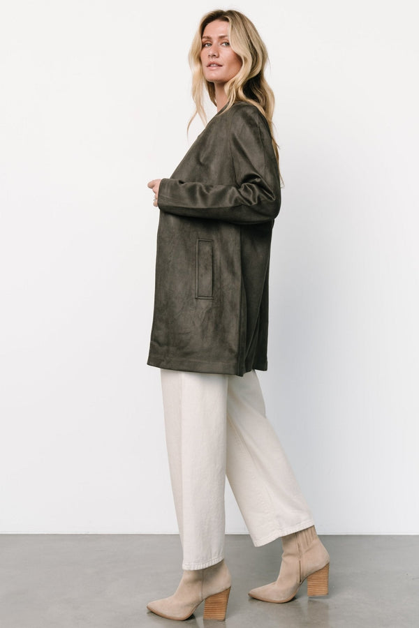 Queenie Faux Suede Jacket | Charcoal