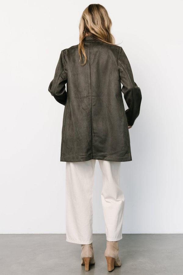 Queenie Faux Suede Jacket | Charcoal