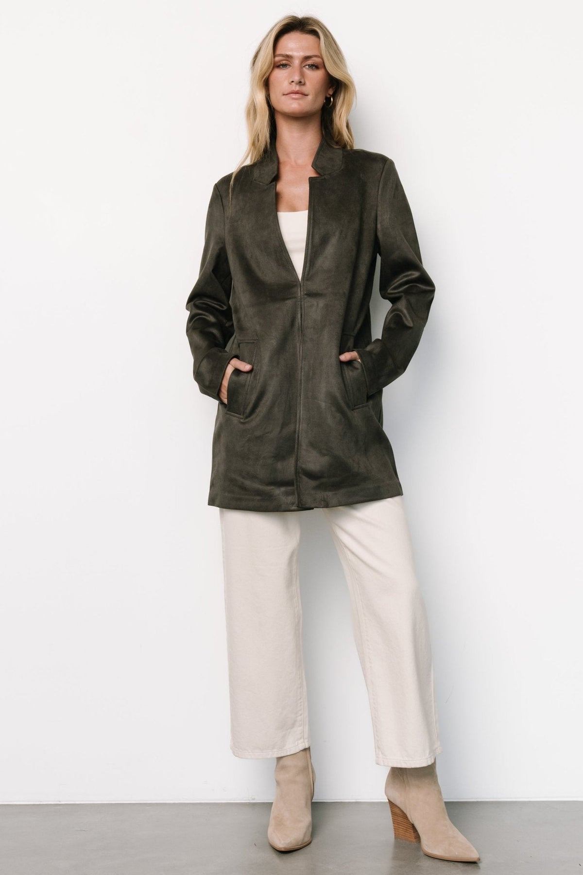 Queenie Faux Suede Jacket | Charcoal Main image