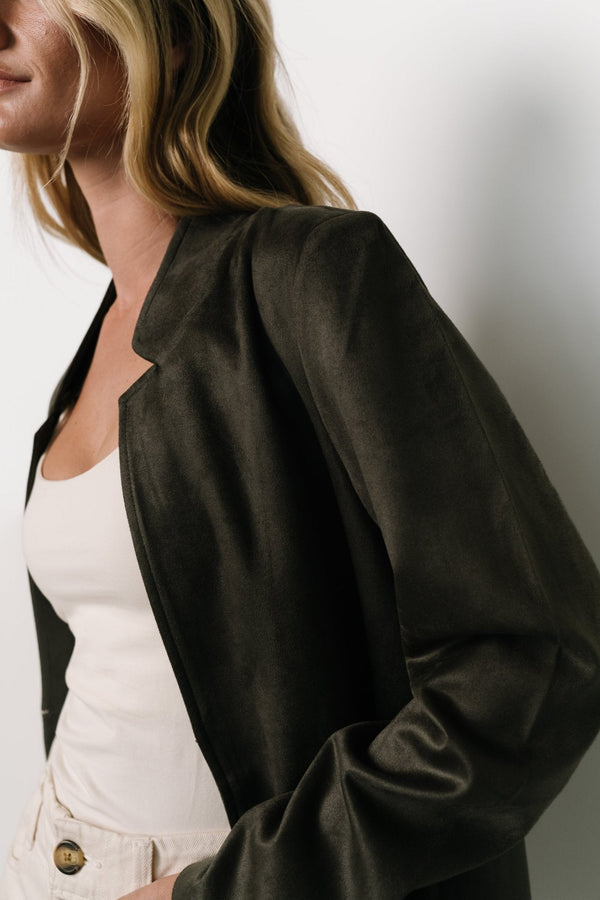 Queenie Faux Suede Jacket | Charcoal