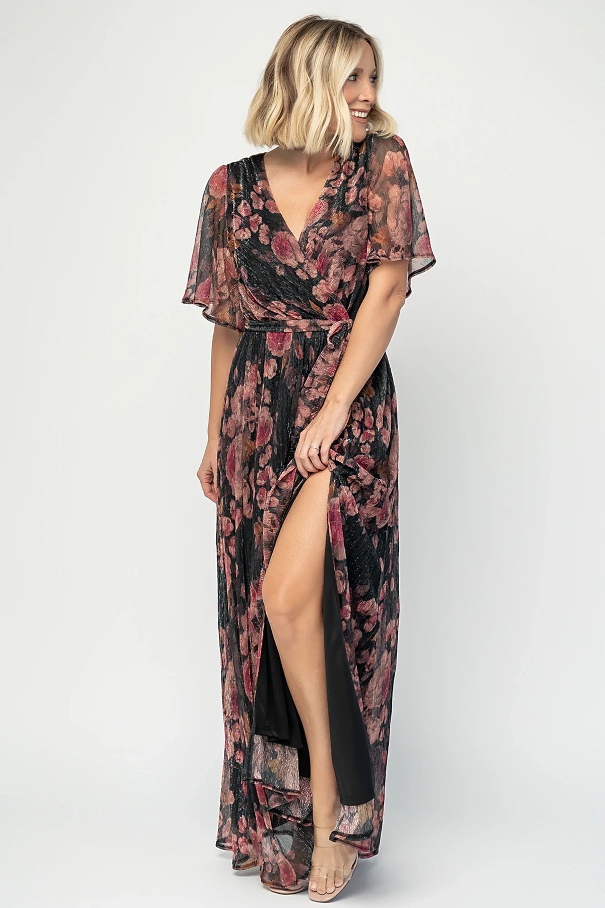 Rachel Maxi Dress | Black + Pink Main image