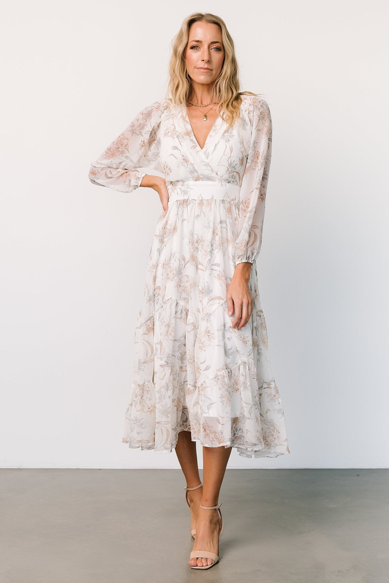 Raven Midi Dress | Off White Floral Secondary image