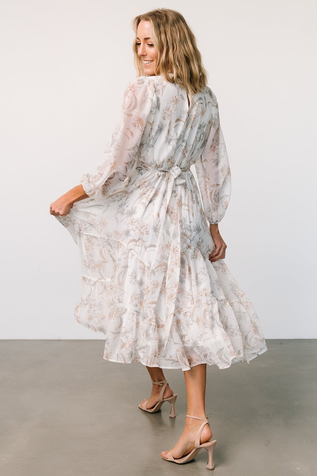 Raven Midi Dress | Off White Floral
