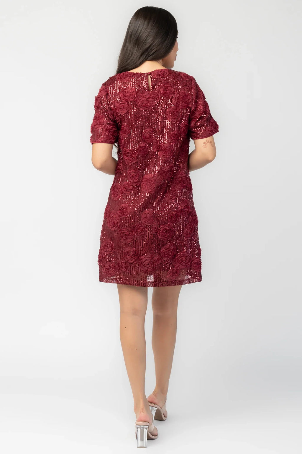 Rhea Sequin Short Dress | Burgundy