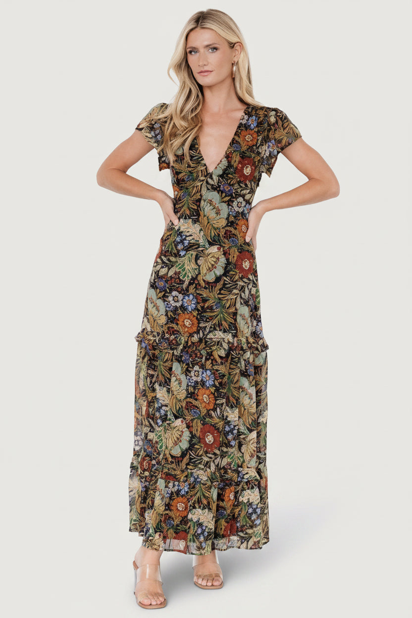 Riverwood Deep V Maxi Dress | Multi Floral