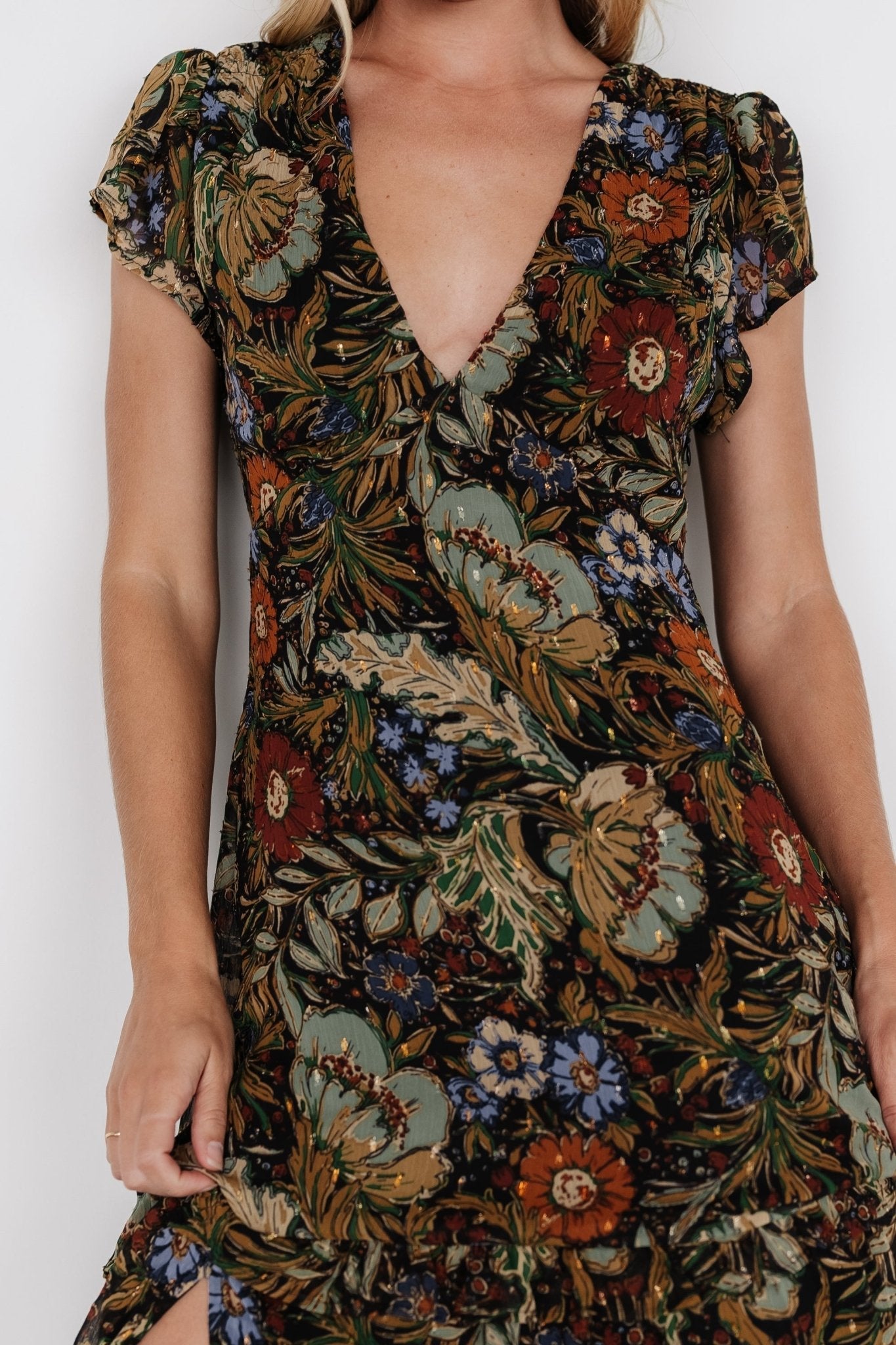 Riverwood Deep V Maxi Dress | Multi Floral Secondary image