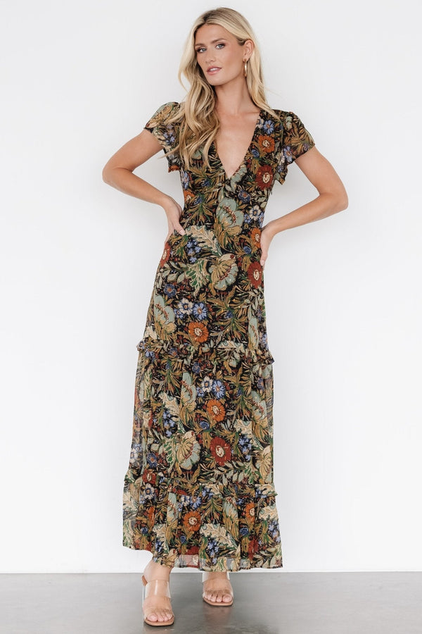 Riverwood Deep V Maxi Dress | Multi Floral