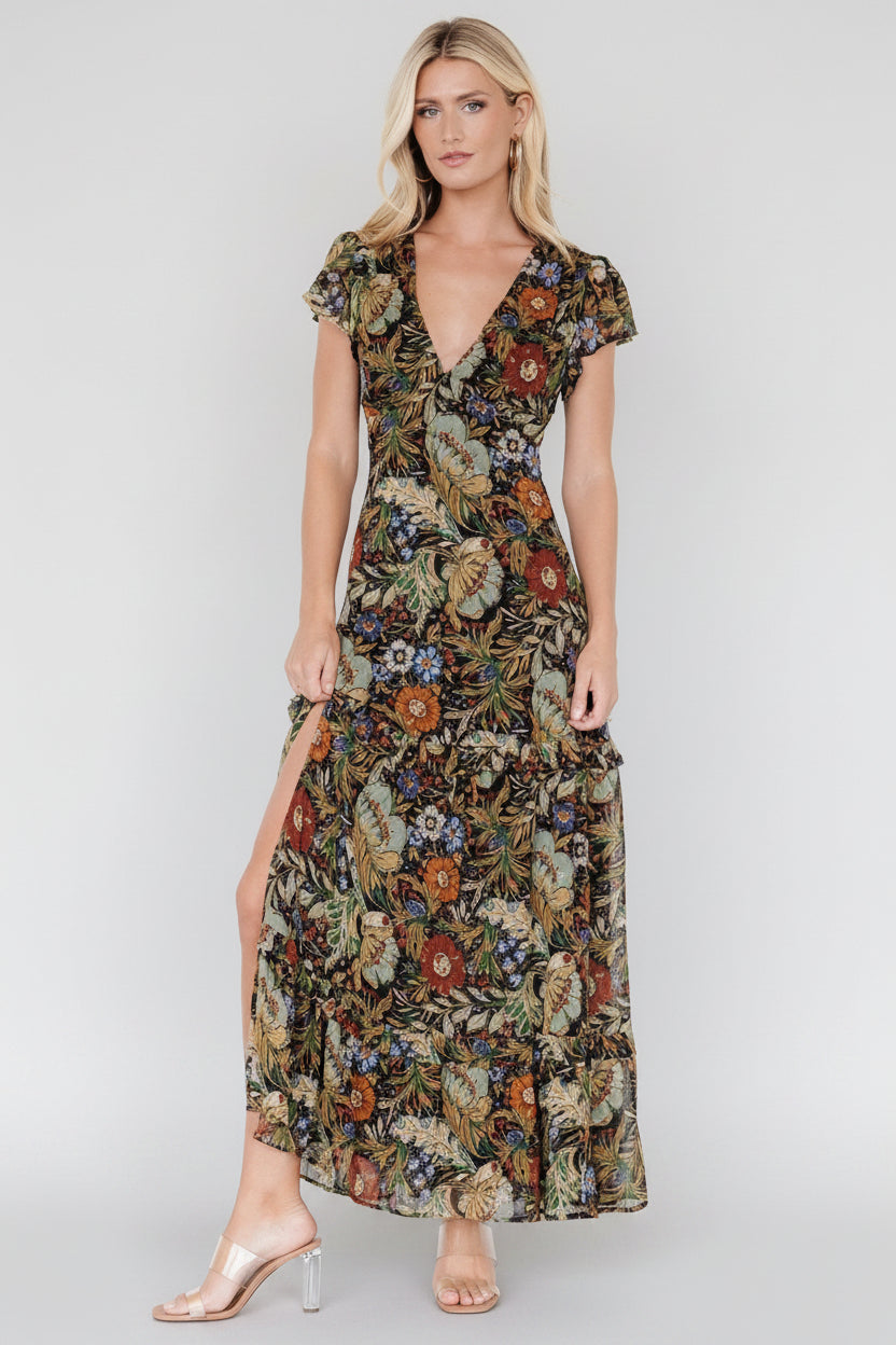 Riverwood Deep V Maxi Dress | Multi Floral