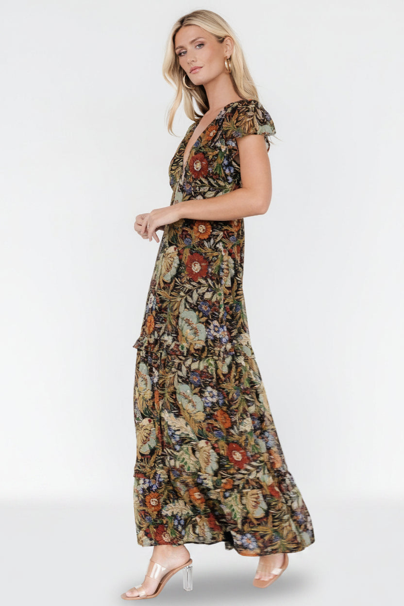 Riverwood Deep V Maxi Dress | Multi Floral