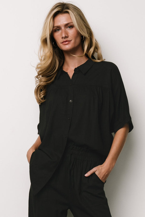 Romy Button Top | Black