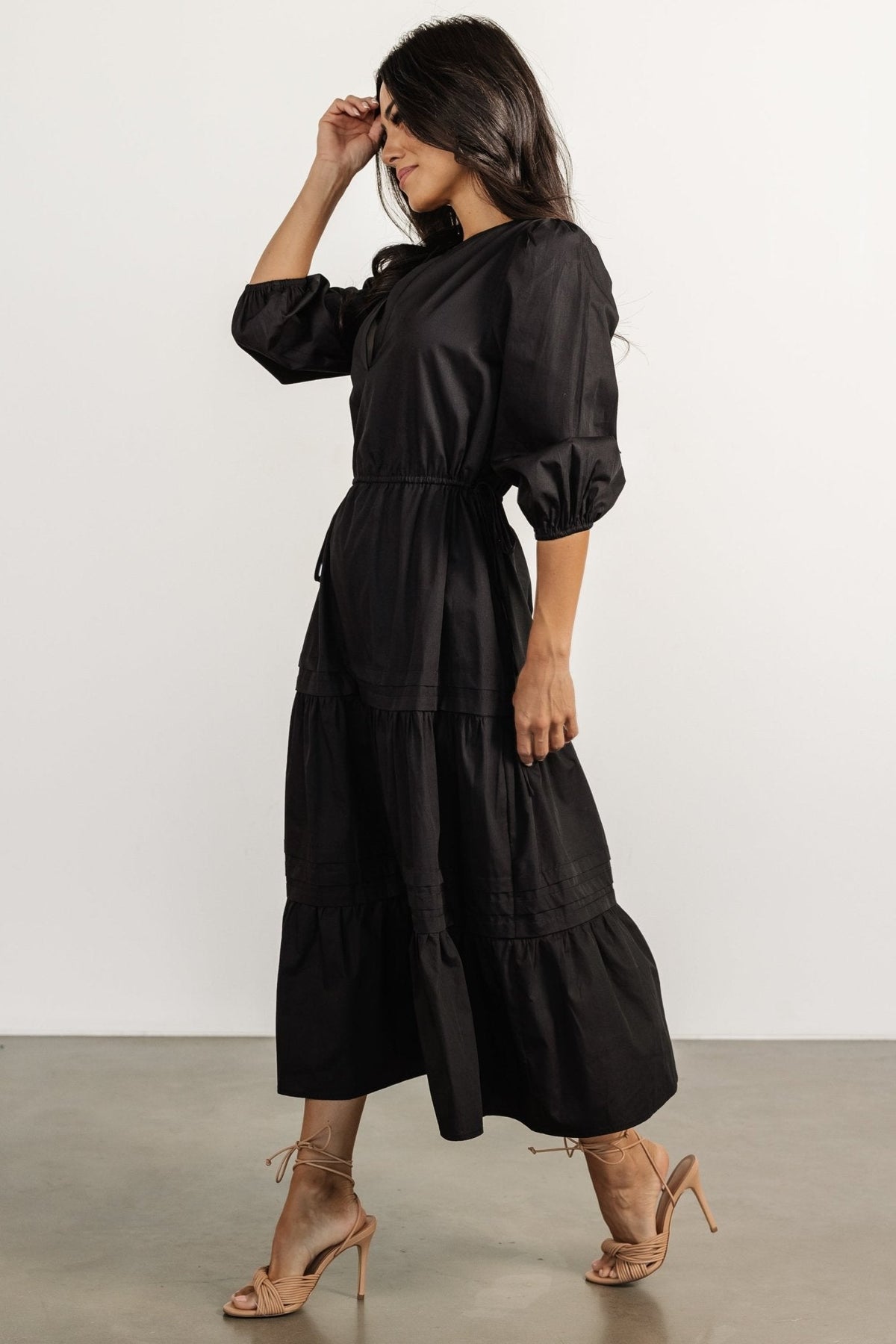 Santa Fe Poplin Midi Dress | Black