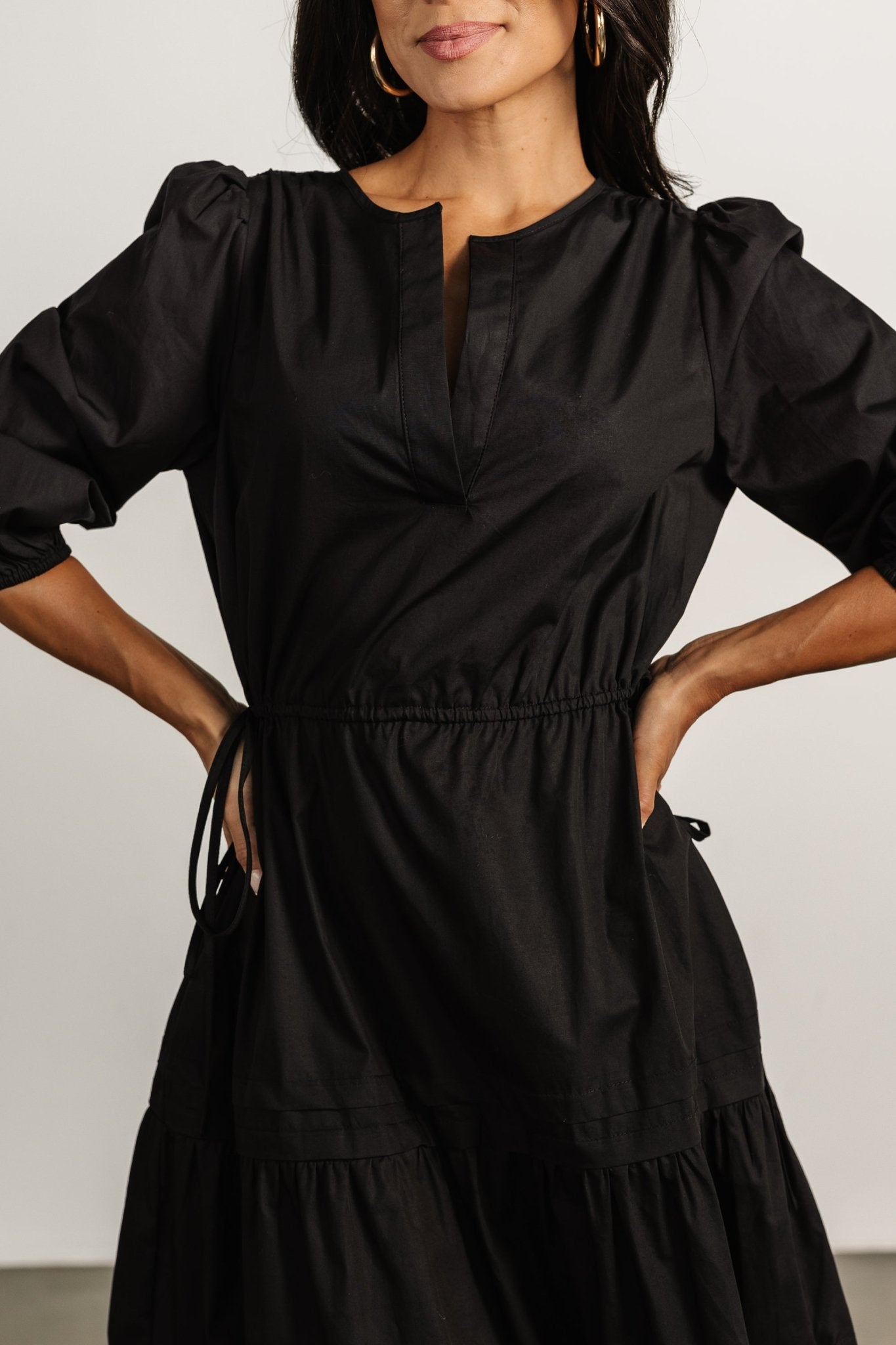 Santa Fe Poplin Midi Dress | Black Secondary image