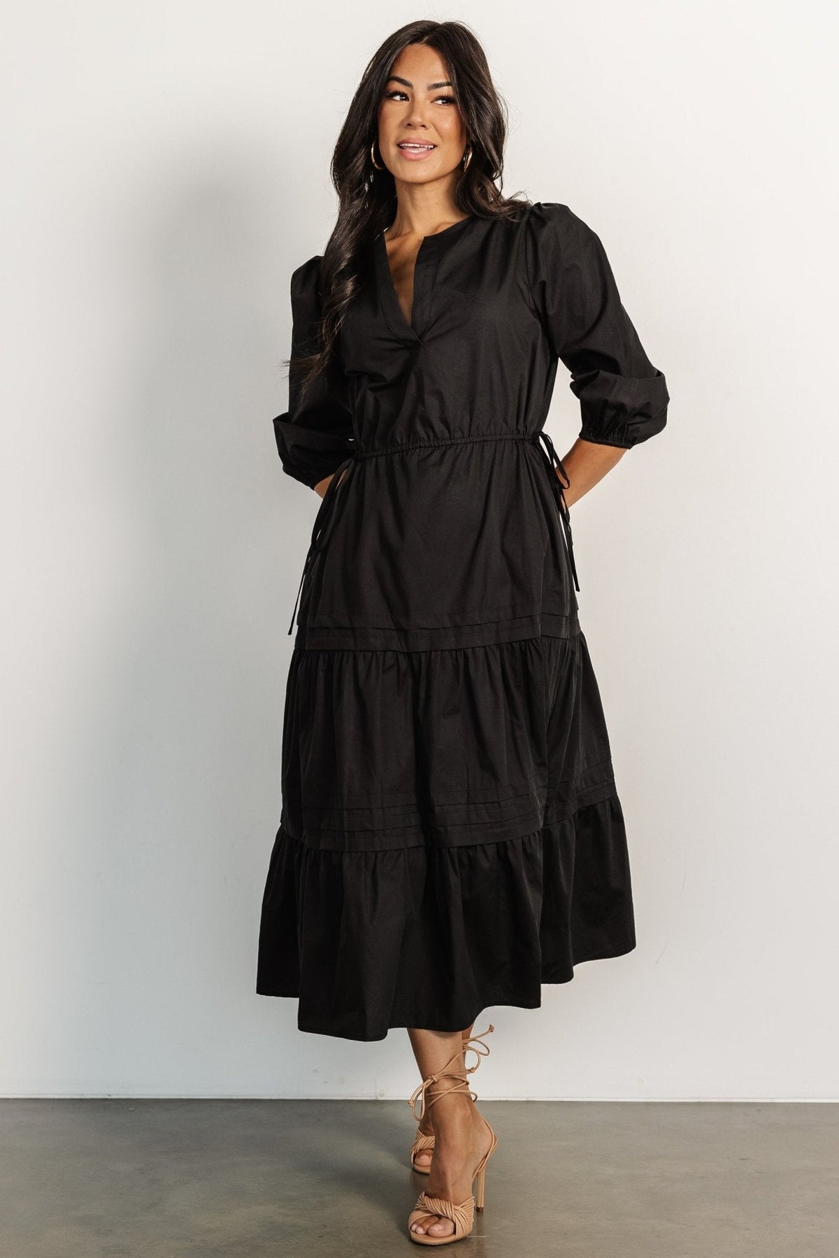 Santa Fe Poplin Midi Dress | Black Main image