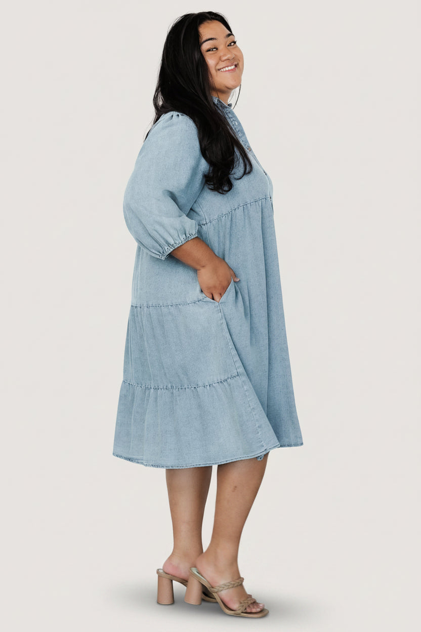 Sari Babydoll Dress | Chambray