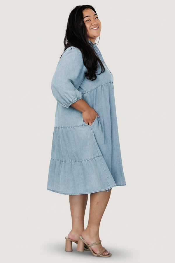 Sari Babydoll Dress | Chambray