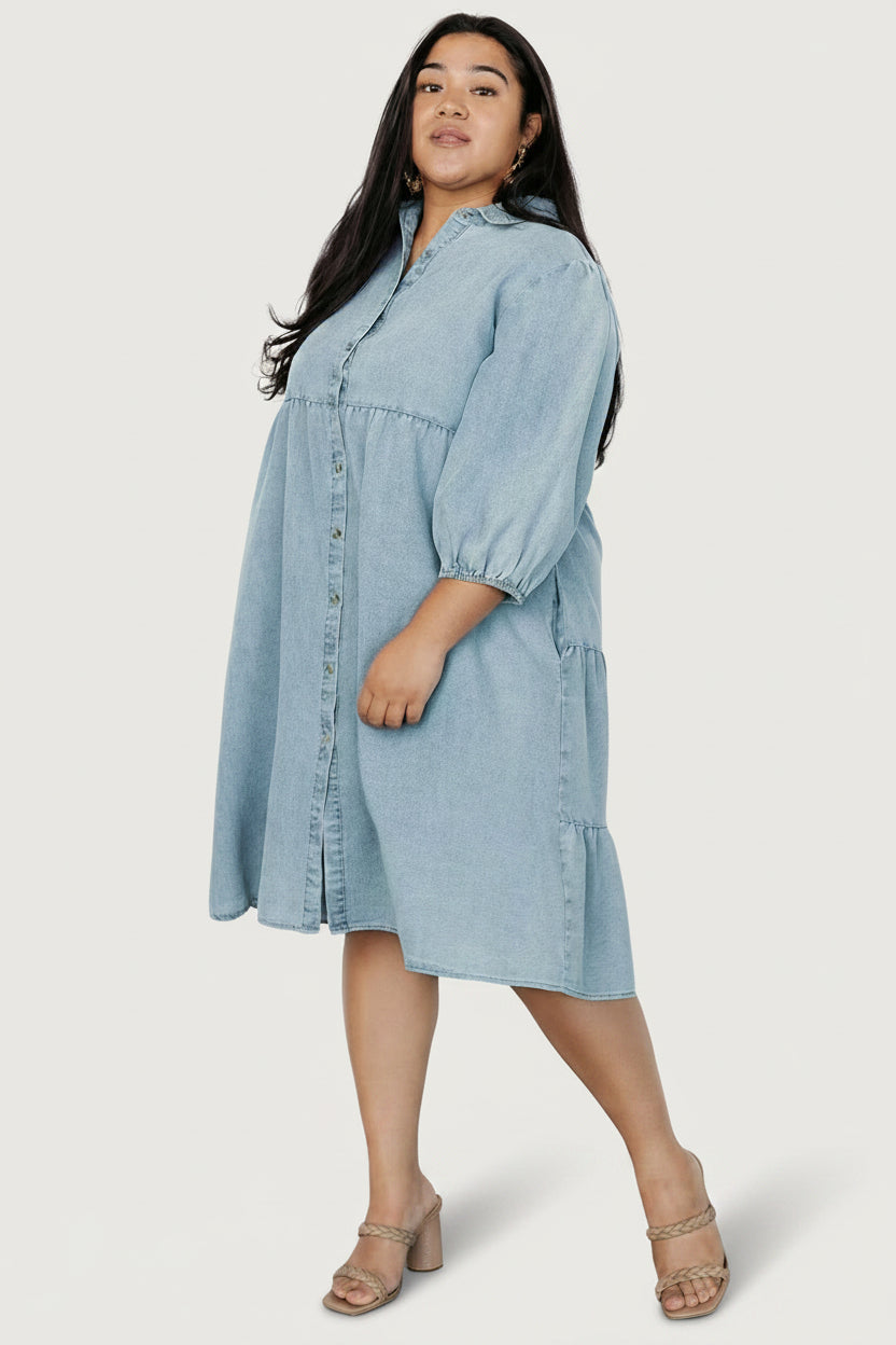 Sari Babydoll Dress | Chambray