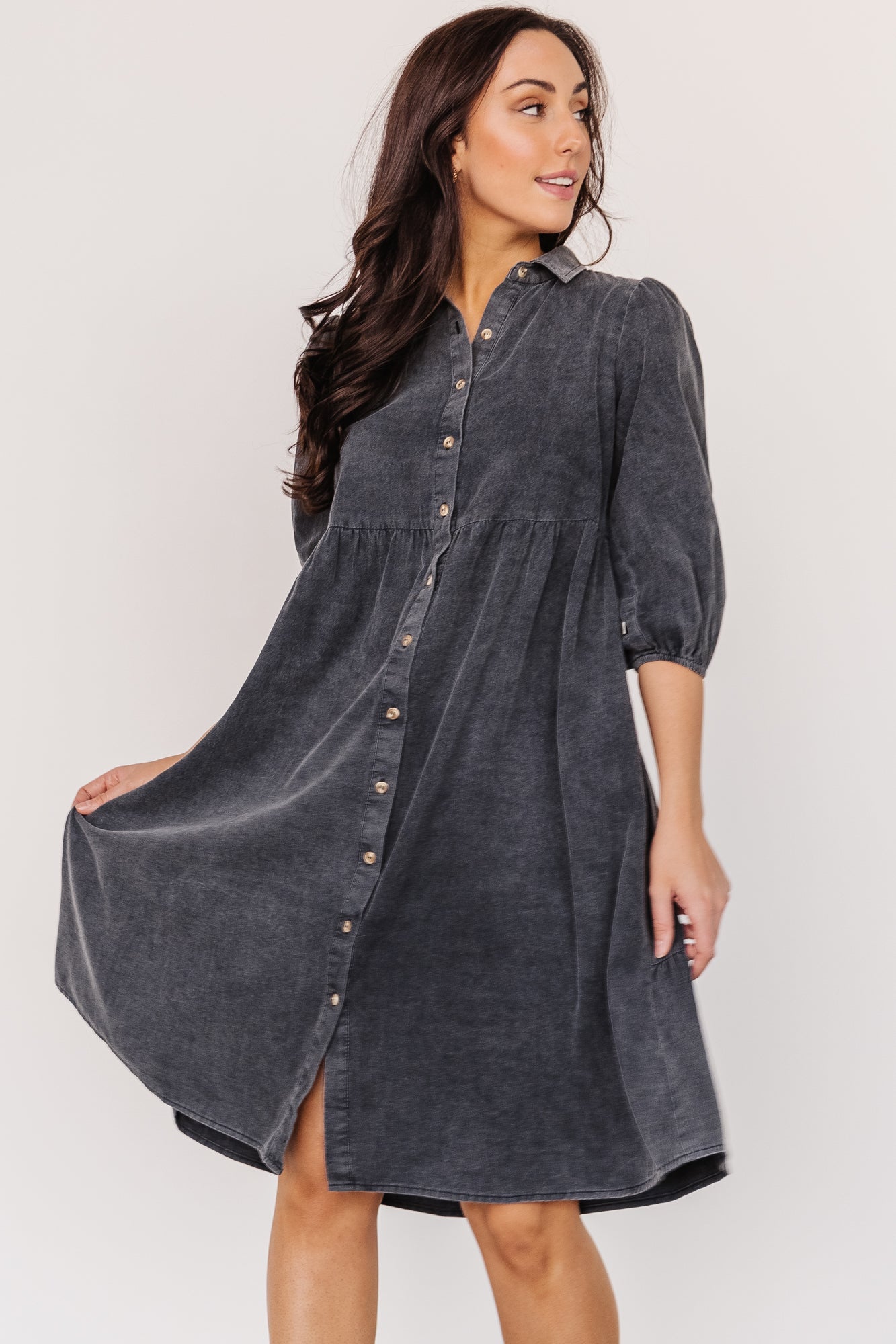 Sari Babydoll Dress | Washed Black Secondary image