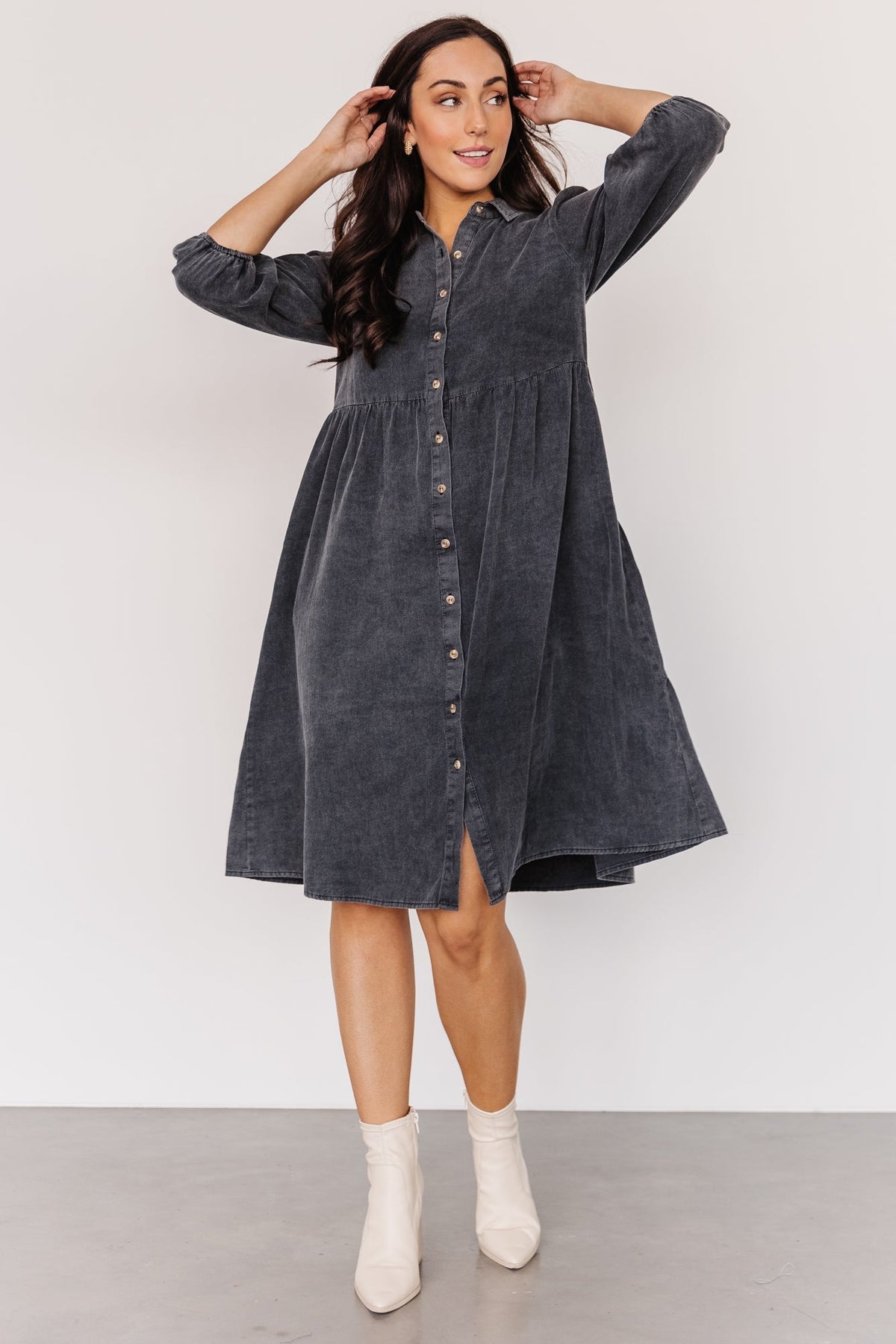 Sari Babydoll Dress | Washed Black Main image