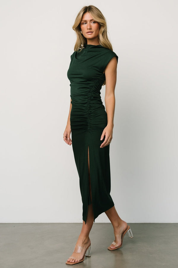 Sasha Ruched Maxi Dress | Green