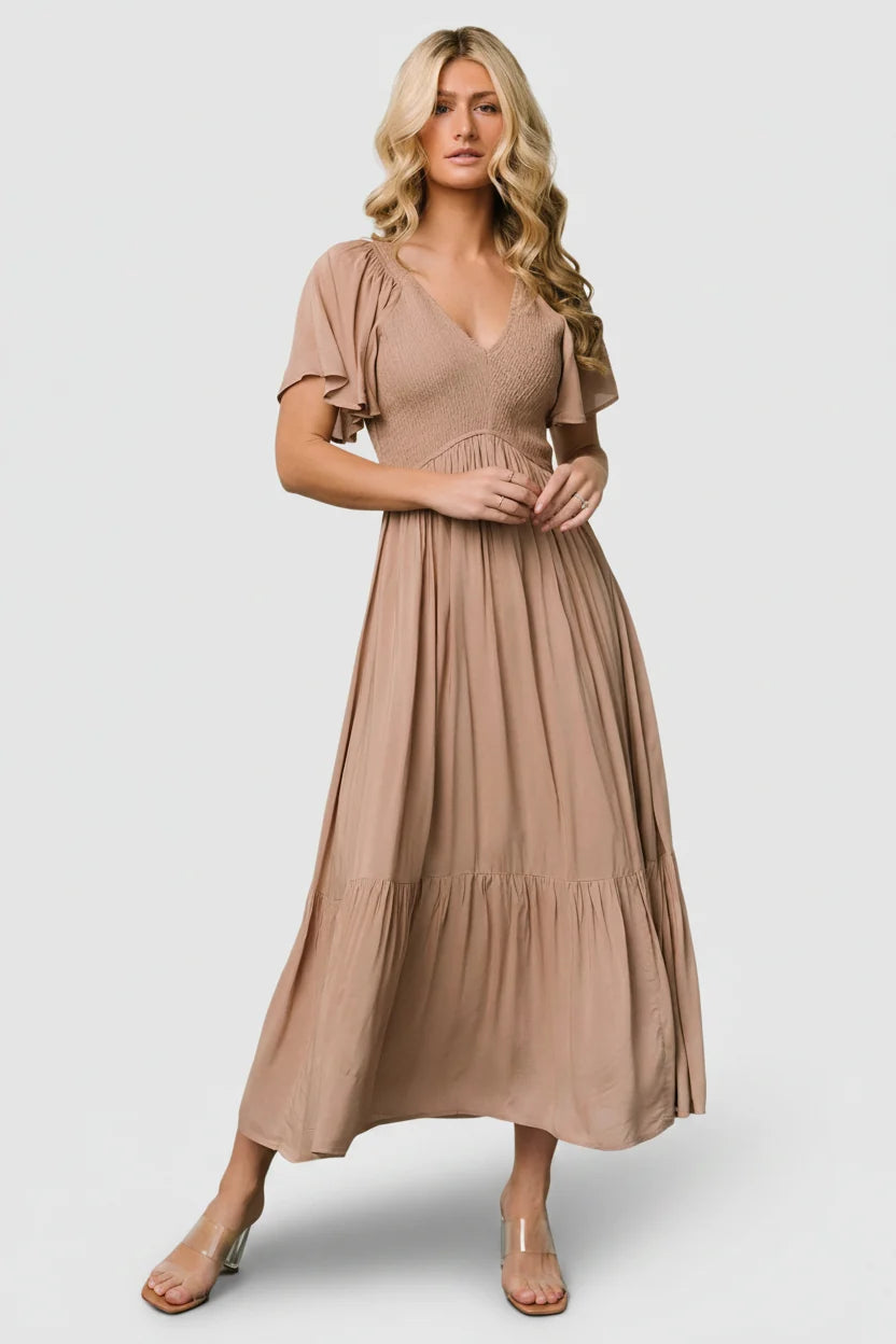 Scarlett Smocked Dress | Mocha