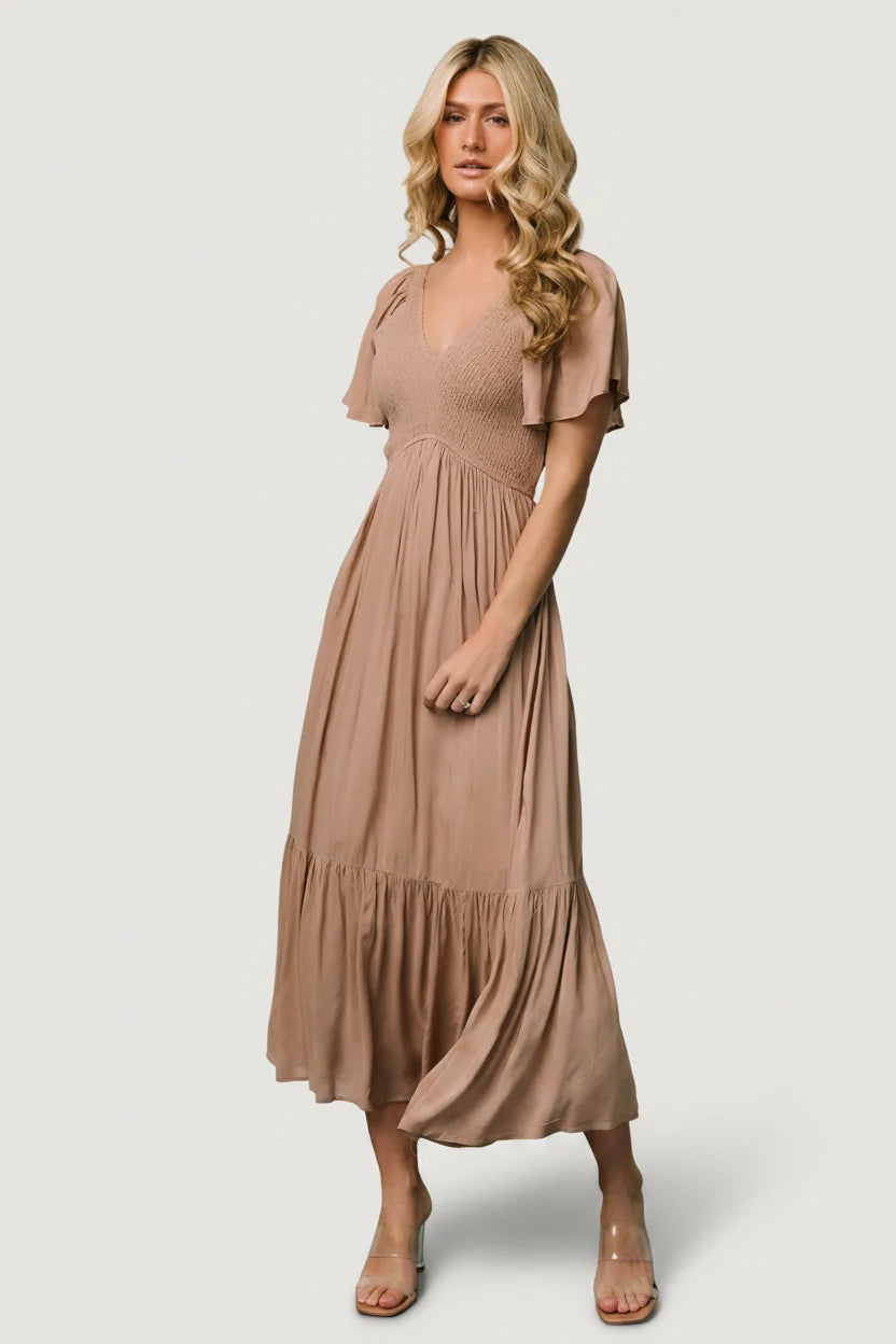 Scarlett Smocked Dress | Mocha