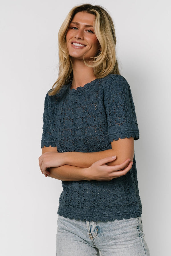 Serenity Knit Sweater Top | Slate