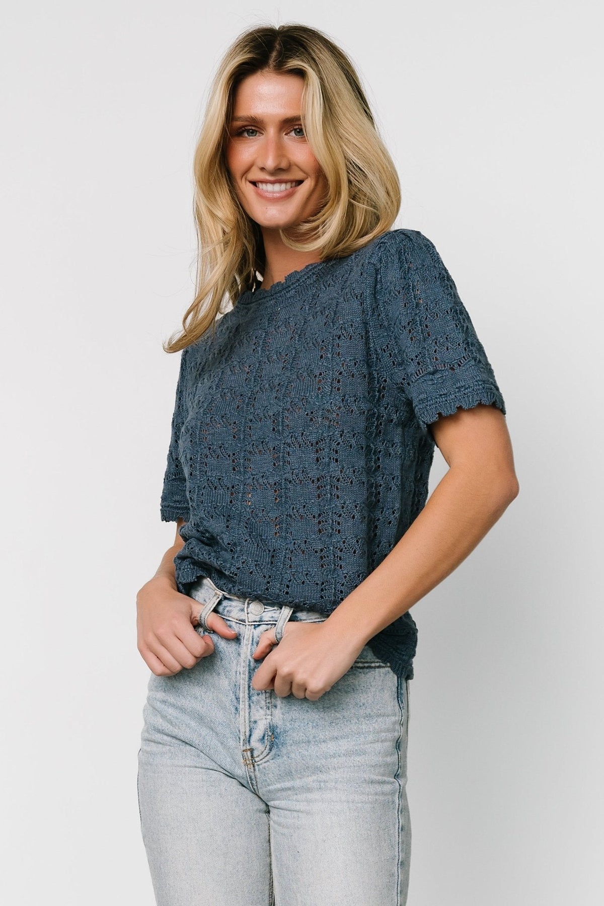 Serenity Knit Sweater Top | Slate Main image