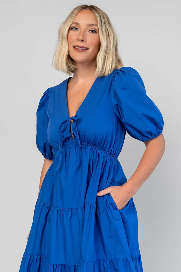 Sheila Tiered Midi Dress | Cobalt