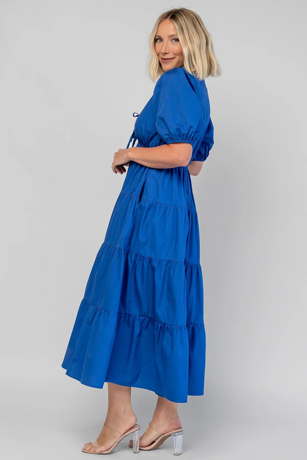 Sheila Tiered Midi Dress | Cobalt