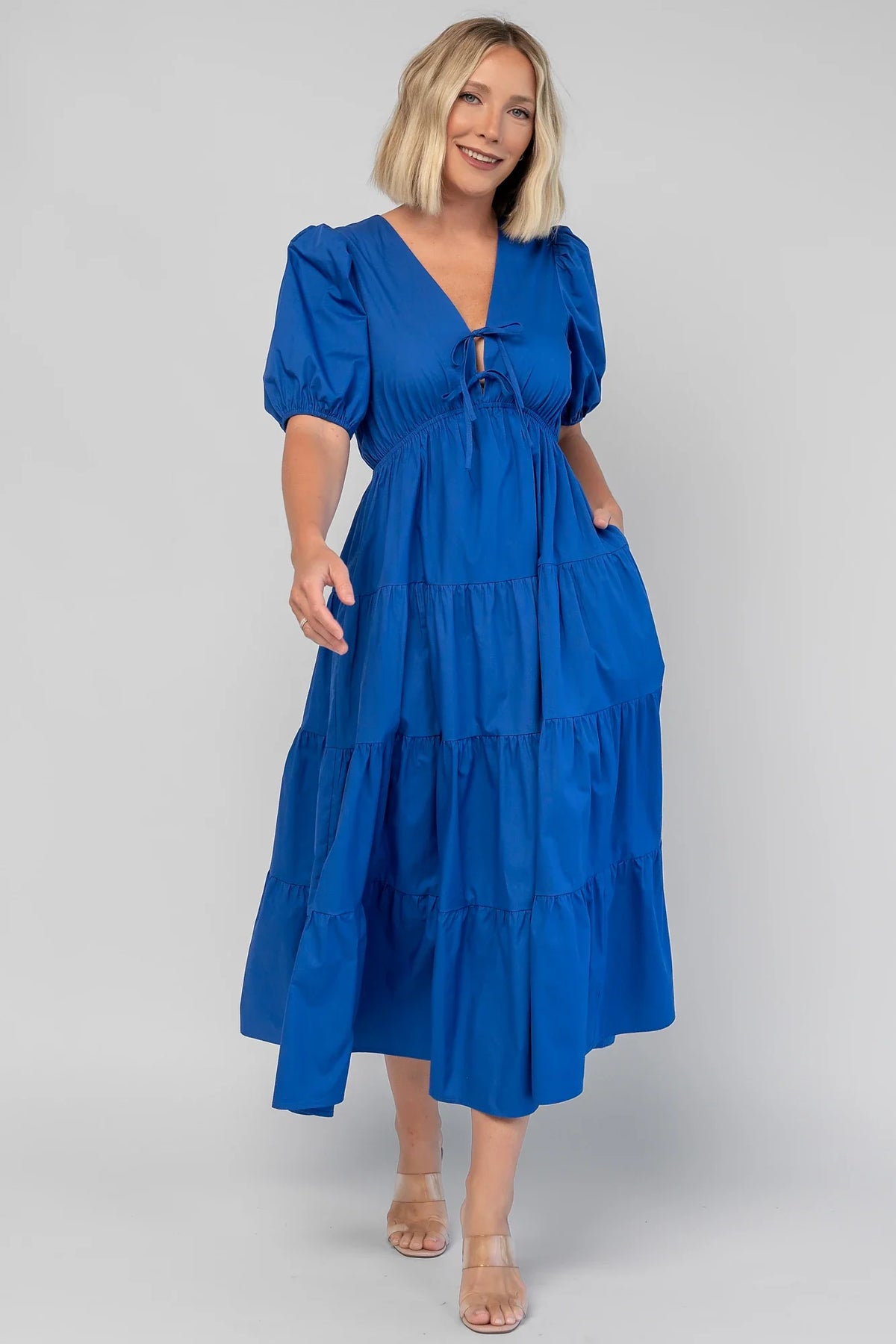 Sheila Tiered Midi Dress | Cobalt Main image