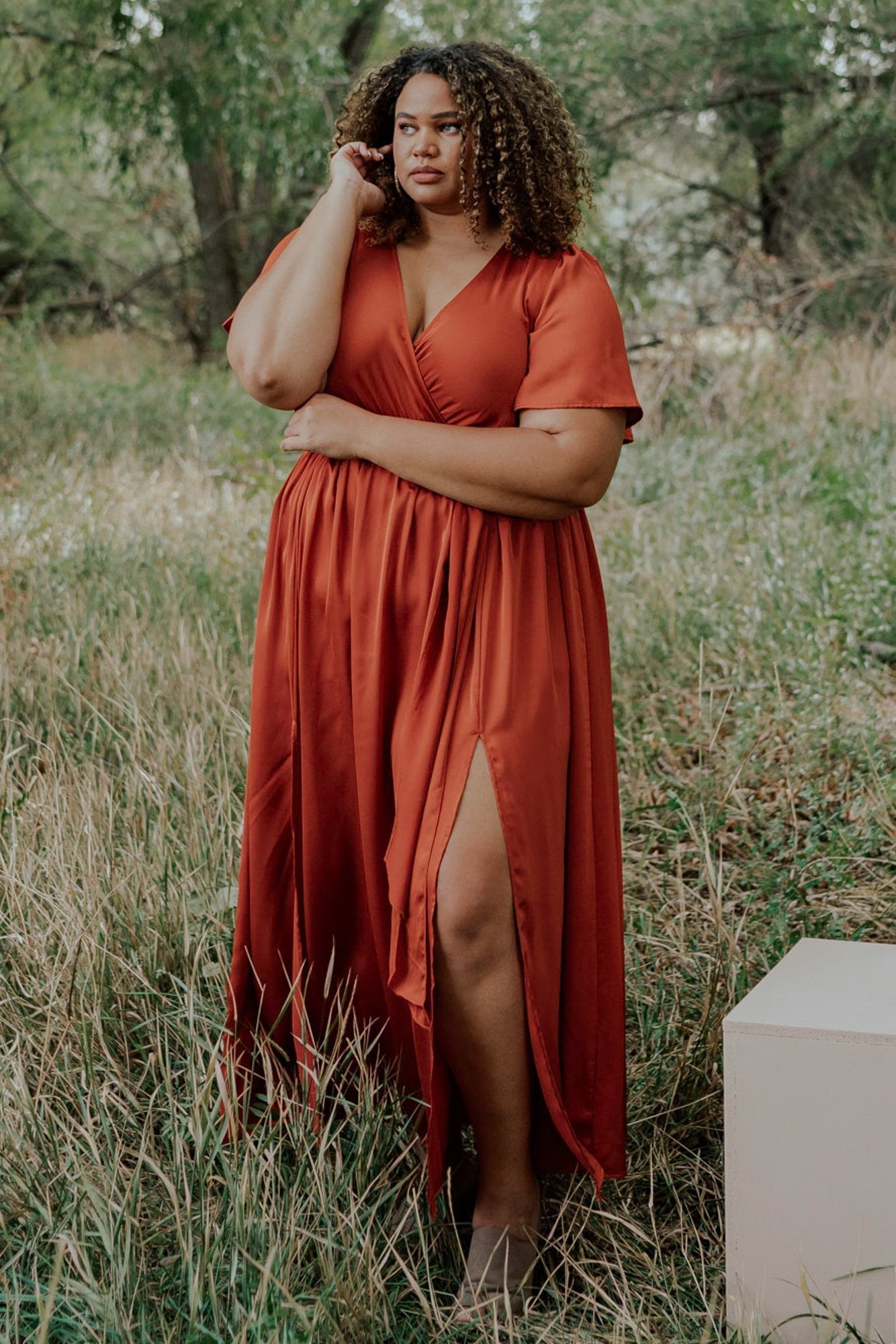 Sicily Satin Maxi Dress | Rust Secondary image
