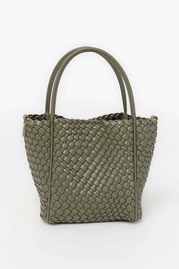 Simone Woven Tote Bag | Dark Olive