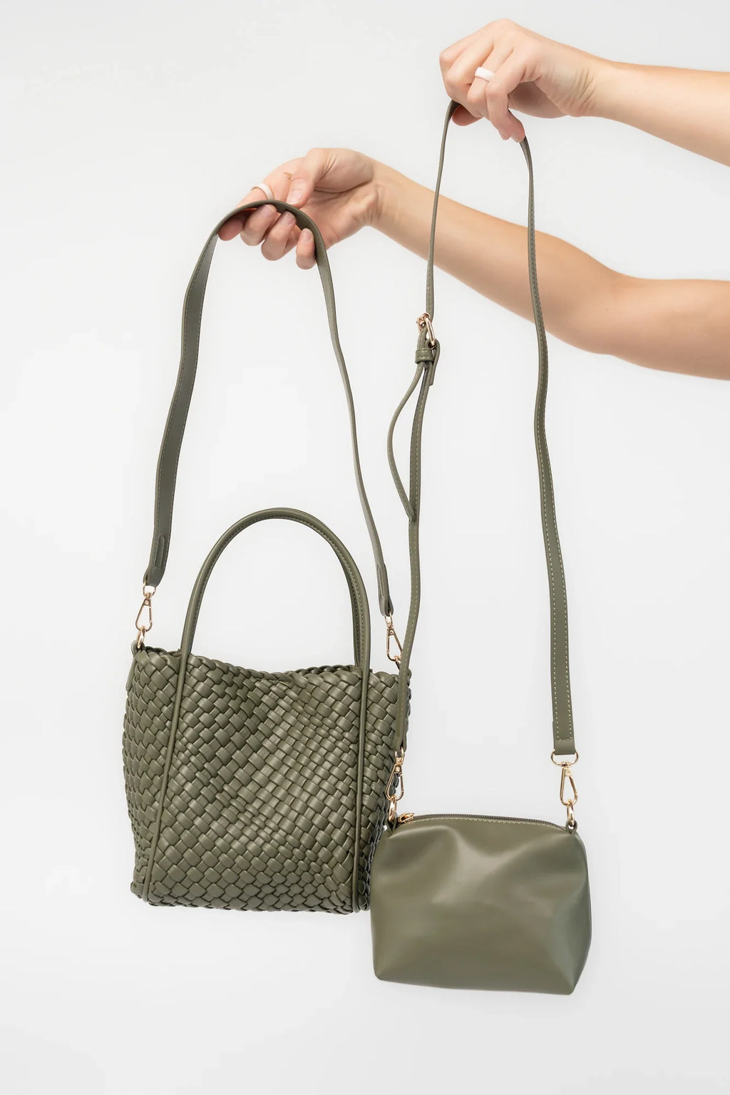 Simone Woven Tote Bag | Dark Olive