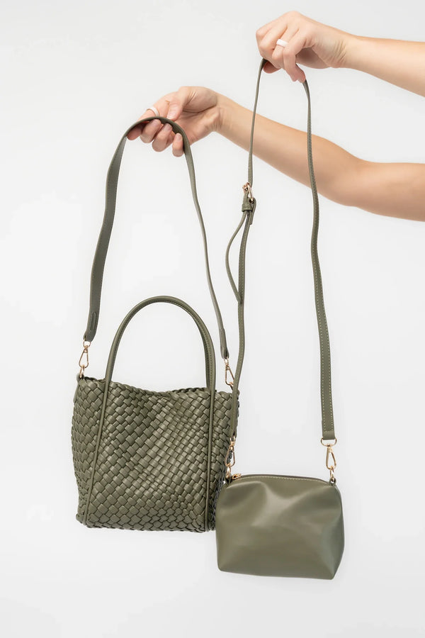 Simone Woven Tote Bag | Dark Olive
