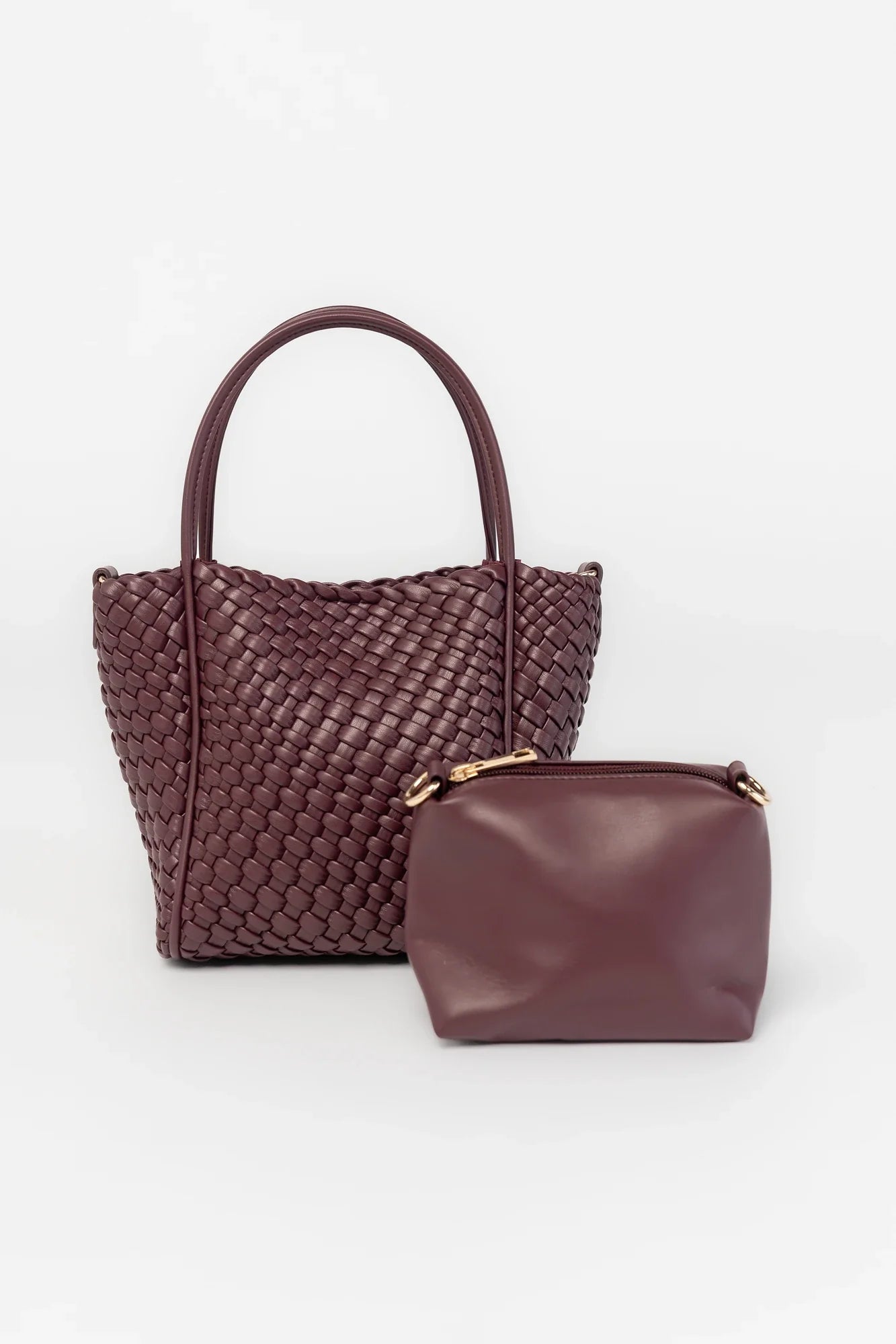 Simone Woven Tote Bag | Wine Secondary image