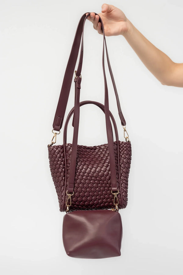 Simone Woven Tote Bag | Wine