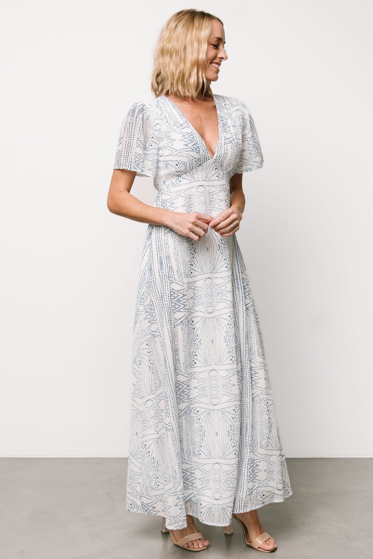 Skyla Deep V Maxi Dress | Blue Print