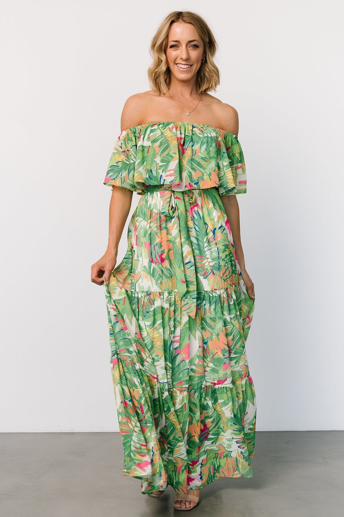 Sonoma Off Shoulder Maxi Dress | Green Multi Main image