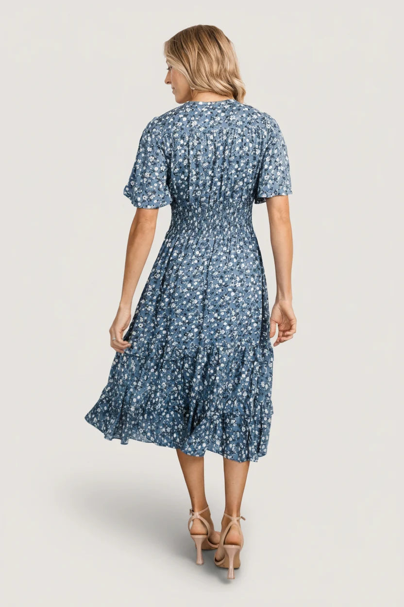 Spell Boho Midi Dress | Blue Floral